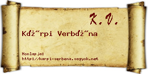 Kárpi Verbéna névjegykártya